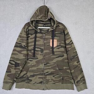 BURNSIDE Camo Full Zip Hoodie Size XL  Lions Logo